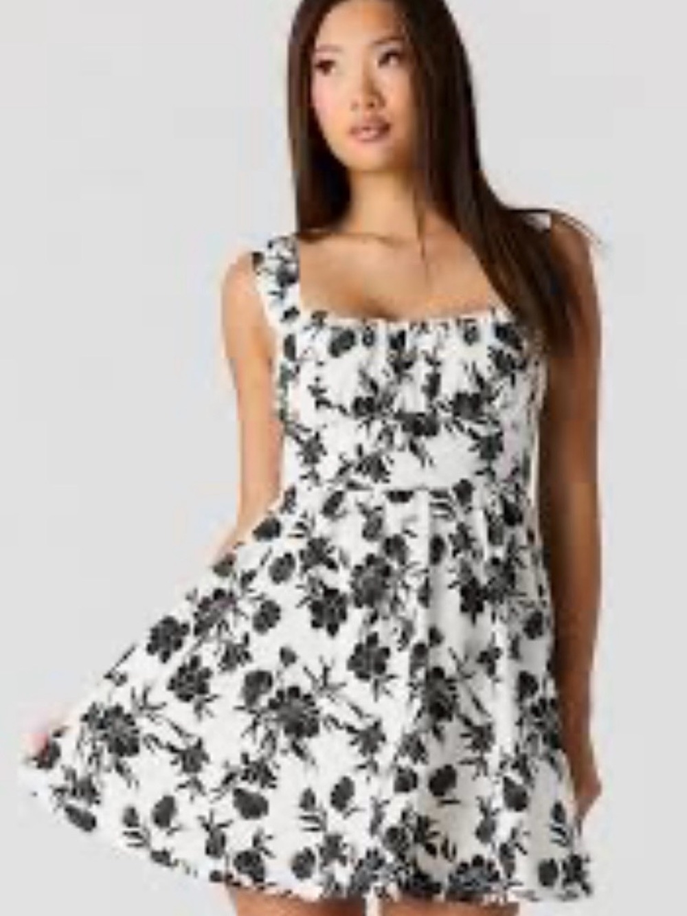 Forever 21 White Dress with Black Floral Print